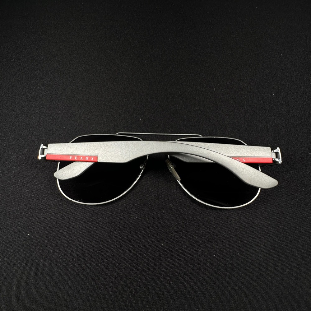 Prada Polarized Sunglasses Frame Men Silver Linnea Rossa SPS 57U 449-5W1 Italy - Picture 9 of 12